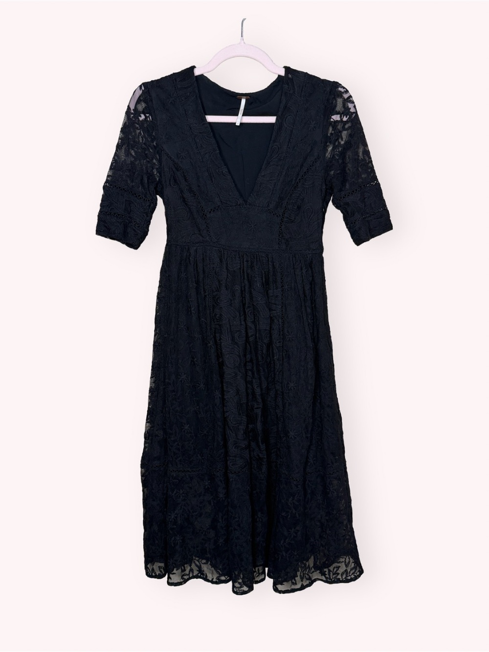 Free People Mountain Laurel Lace Crochet Midi Dress - Black Size 2
